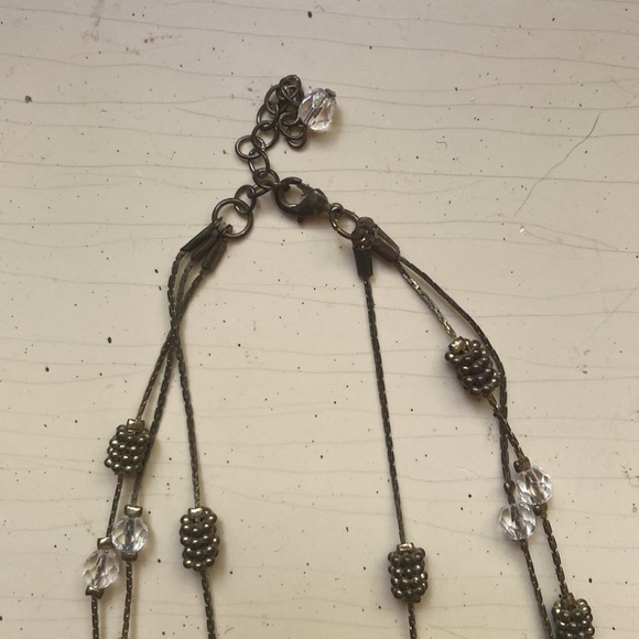 Fair Trade Multi-strand Necklace Gold and clear beads - Picture 4 of 5